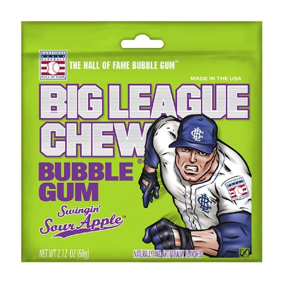 Big League Chew Swingin Apple Bubble Gum Gluten Free 60g Packet Pouch