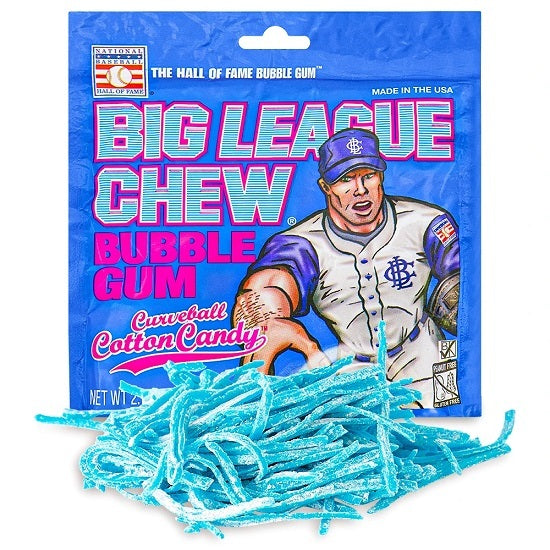 Big League Chew Curveball Cotton Candy Bubble Gum Gluten Free 60g Packet Pouch