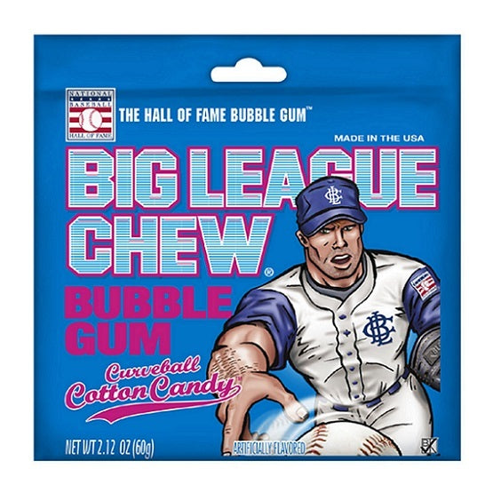 Big League Chew Curveball Cotton Candy Bubble Gum Gluten Free 60g Packet Pouch