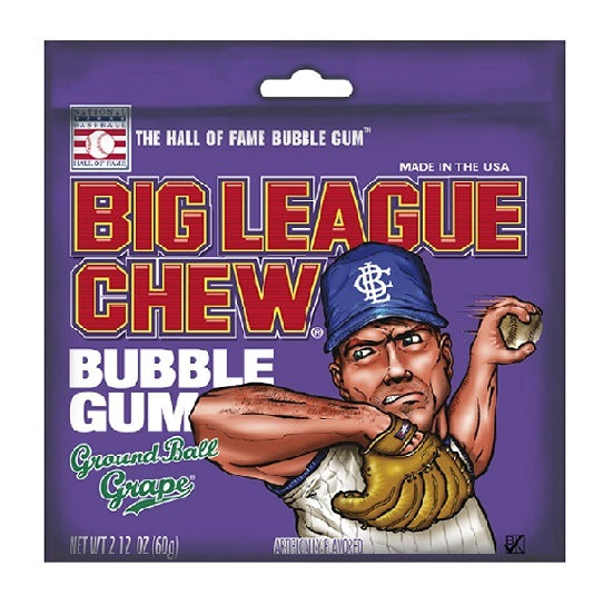 Big League Chew Groovy Grape Bubble Gum Gluten Free 60g Packet Pouch