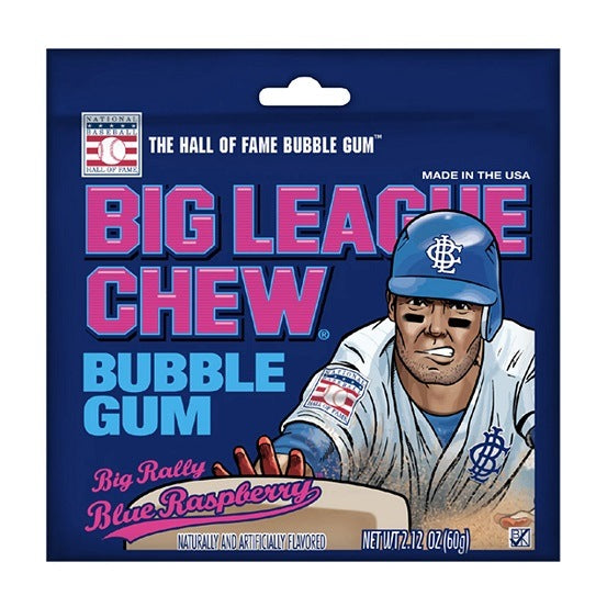 Big League Chew Big Rally Blue Raspberry Bubble Gum Gluten Free 60g Packet Pouch