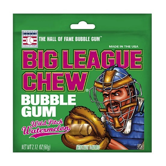 Big League Chew Wild Pitch Watermelon Bubble Gum Gluten Free 60g Packet Pouch