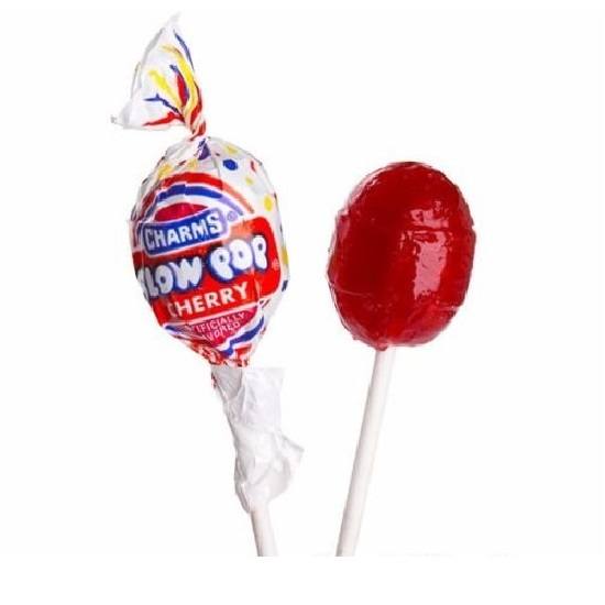 Charms Blow Pops Cherry Flavour Lolly Pop Lollipop with Bubble Gum Centre Gluten Free 18g