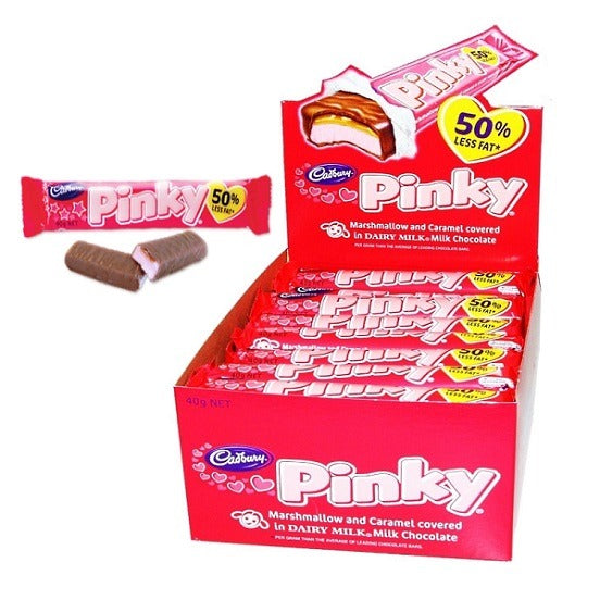 NZ Cadbury Pinky Marshmallow &amp; Caramel Covered In Milk Chocolate 40g Bar