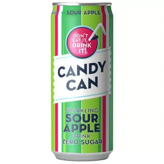 Candy Can Sparkling Sour Apple Soda Soft Drink Zero Sugar Don't Eat it Drink It 330ml Can