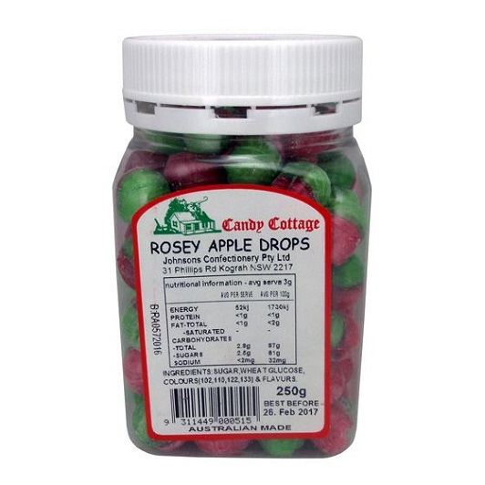 Candy Cottage Rosey Apple Drops 250g Jar