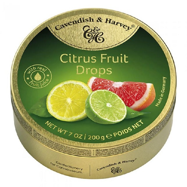 Cavendish and Harvey Citrus Fruit Drops 200g Tin