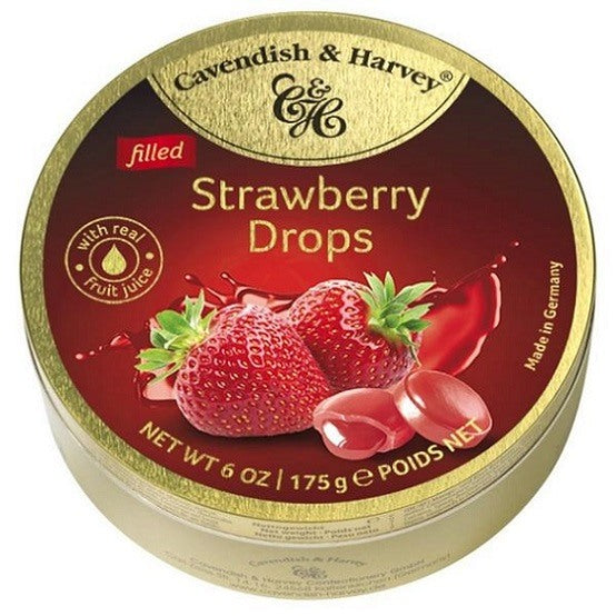 Cavendish and Harvey Strawberry Filled Drops 175g Tin