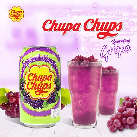 Chupa Chups Sparkling Grape Flavoured Soft Drink Soda Can 345ml