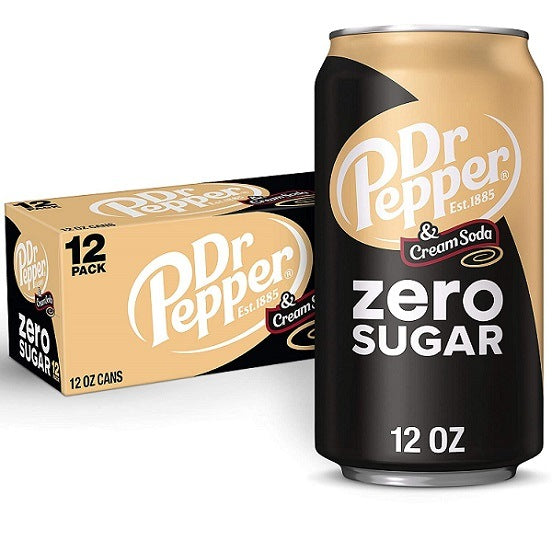 Dr Pepper Cream Soda Zero Sugar Soda Soft Drink Can 355ml