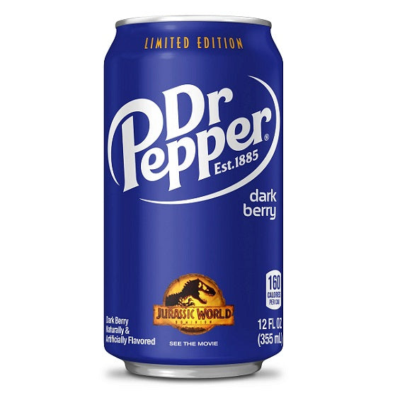 Dr Pepper Limited Edition Jurassic World Berry Flavour Soda Soft Drink Can 355ml