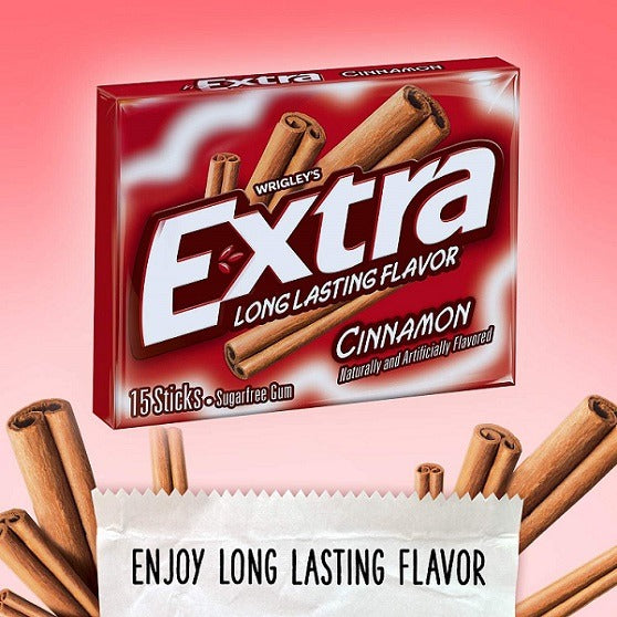 Wrigley's Wrigleys Extra Cinnamon Sugar Free Chewing Gum 15 Sticks Pack