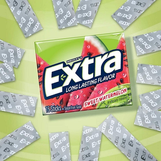 Wrigley's Wrigleys Extra Sweet Watermelon Sugar Free Chewing Gum 15 Sticks Pack