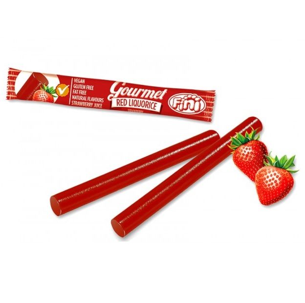 Fini Gourmet Red Liquorice Strawberry Flavoured 32g Stick Gluten Free Vegan Friendly