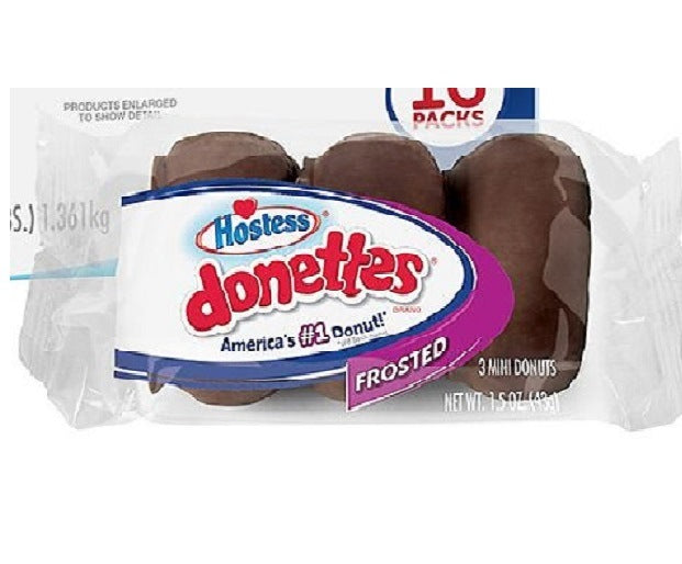 Hostess Twinkies Mini Frosted Donettes Mini Chocolate Frosted Donuts Snack Size Packet 3 Mini Donuts 43g