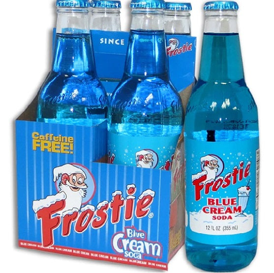 Frostie Blue Creaming Cream Soda Soft Drink 355mL Glass Bottle