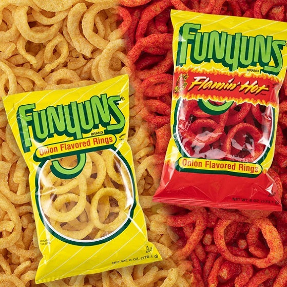 Funyuns Flamin Hot Onion Flavoured Rings Crisps Snacks 163g