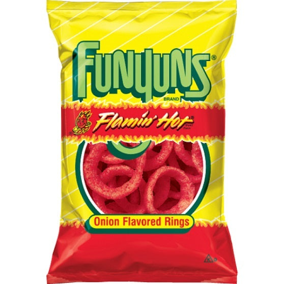 Funyuns Flamin Hot Onion Flavoured Rings Crisps Snacks 163g