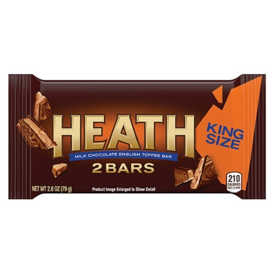 Hershey's Hersheys Heath Milk Chocolate English Toffee Bar 2 Bars King Sized Gluten Free 79g