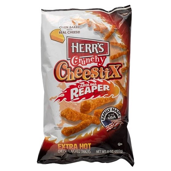 Herr's Herrs Crunchy Cheese Stix Chestix Carolina Reaper Cheese Snacks Chips 227g