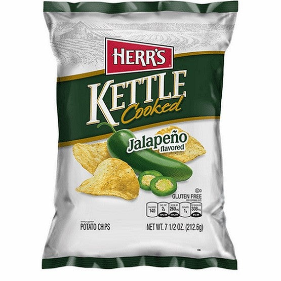 Herr's Herrs Kettle Cooked Jalapeno Flavoured Potato Chips 142g