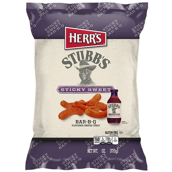 Herr's Herrs Stubbs Sticky Sweet BBQ Cheese Curls Gluten Free 184g