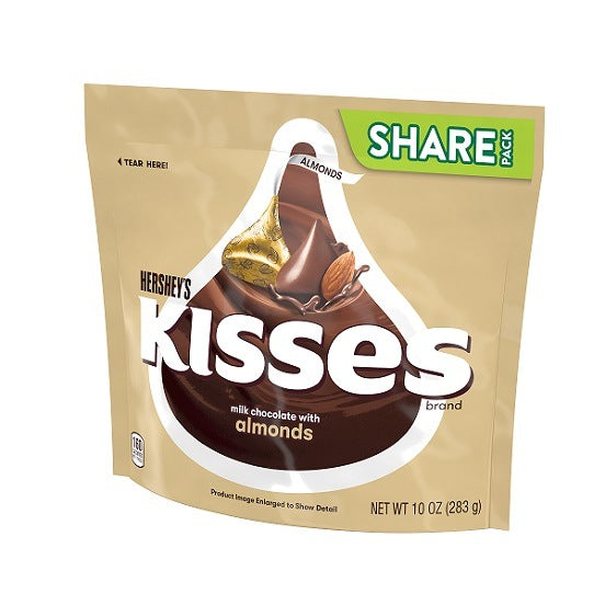 Hershey's Hersheys Kisses Milk Chocolate with Almonds 283g Share Bag ...