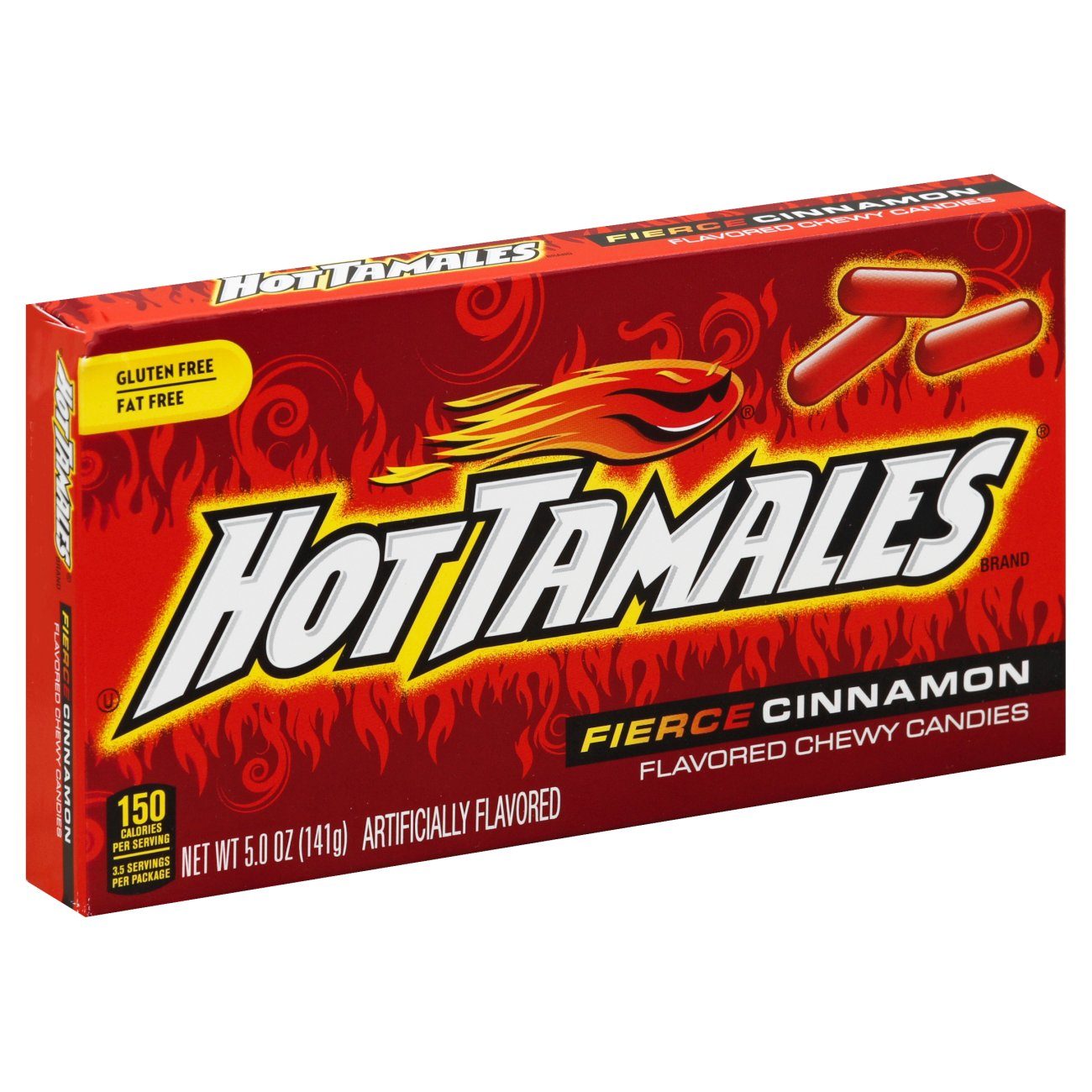 Hot Tamales Fierce Cinnamon Flavoured Candies Gluten Free 141g Theatre Box