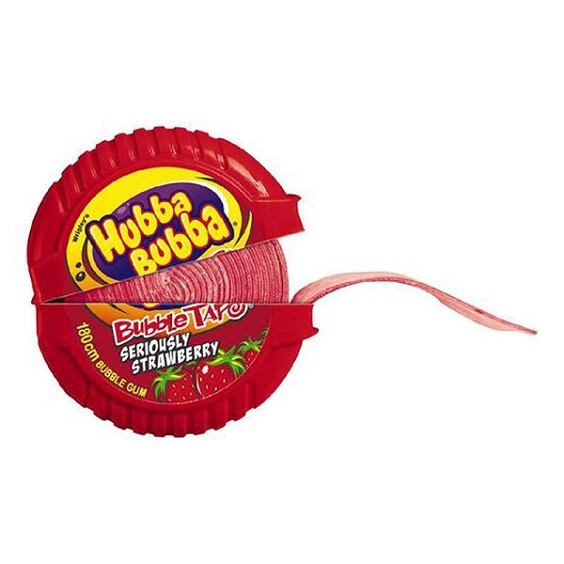 Hubba Bubba Seriously Strawberry Flavour Bubble Gum Chewing Gum 56g Tape