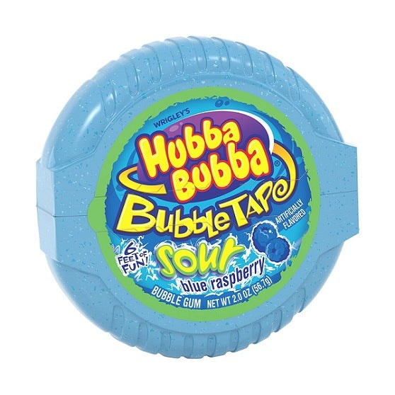 Wrigleys Hubba Bubba Sour Blue Raspberry Flavour USA Bubble Gum Chewing Gum 56g Tape