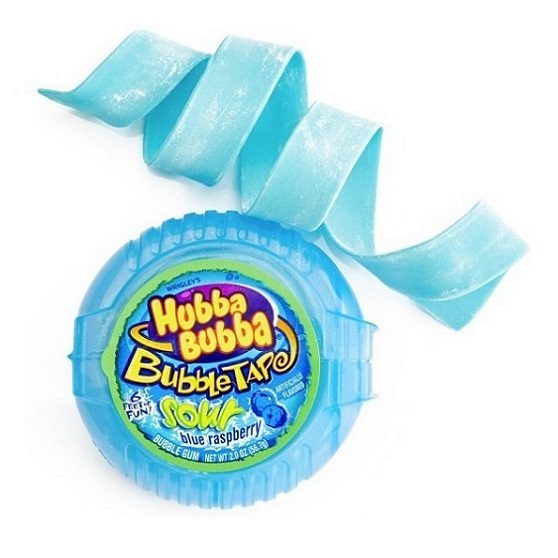 Wrigleys Hubba Bubba Sour Blue Raspberry Flavour USA Bubble Gum Chewing Gum 56g Tape