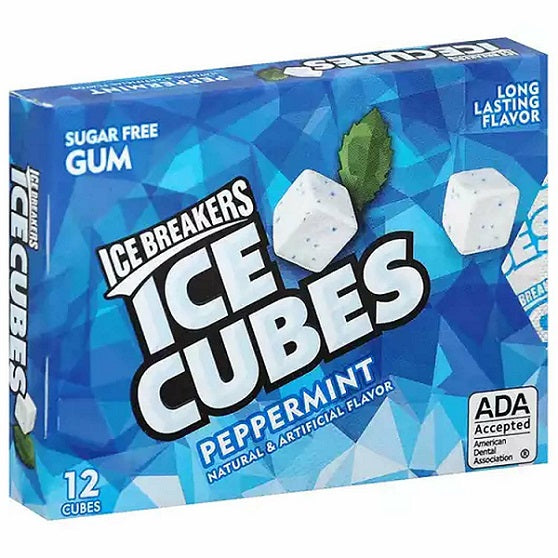 Ice Breakers Cubes Peppermint Sugar Free Gum 12 Cubes