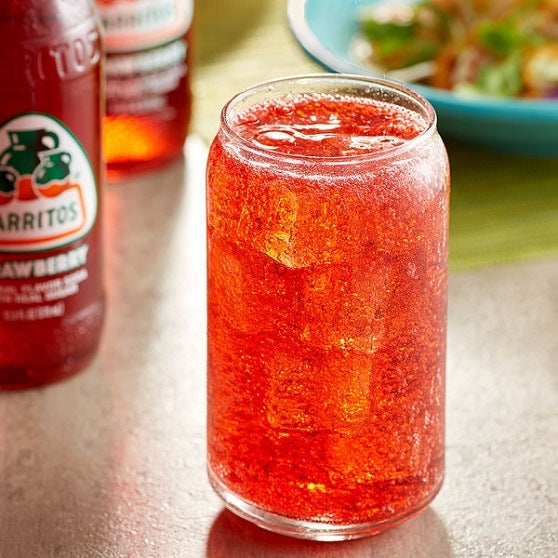 Jarritos Strawberry Flavoured Soda Soft Drink 370ml Glass Bottle