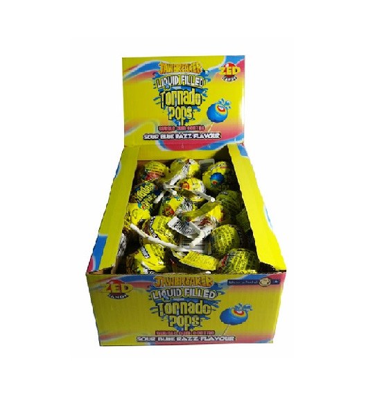 Jawbreaker Jaw Breaker Gobstopper Liquid Filled Tornado Pops Bubble Gum Center Sour Blue Razz Flavour 33g