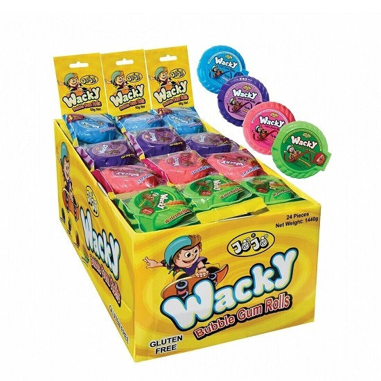 JoJo Jo Jo Wacky Tape Grape Flavoured Bubble Gum Tape Rolls Gluten Free 15g