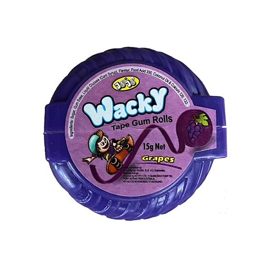 JoJo Jo Jo Wacky Tape Grape Flavoured Bubble Gum Tape Rolls Gluten Free 15g