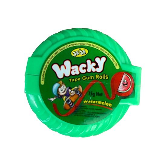 JoJo Jo Jo Wacky Tape Watermelon Flavoured Bubble Gum Tape Rolls Gluten Free 15g