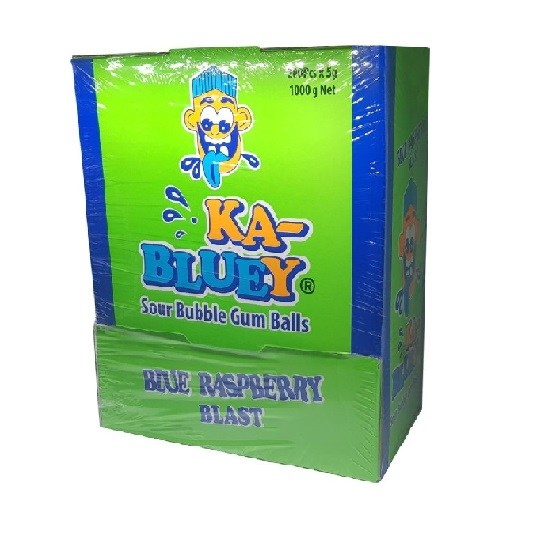 Ka Bluey Blue Blue Raspberry Blast Sour Bubble Gum Balls Gluten Free 5g