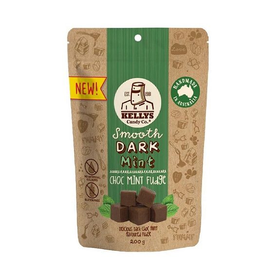 Kellys Candy Co Dark Choc Mint Fudge Pouch Gluten Free 200g