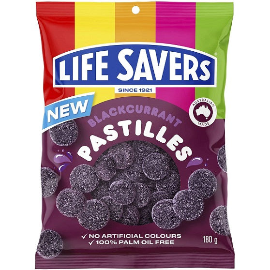 Darrell Lea Life Savers Blackcurrant Fruit Pastilles 180g