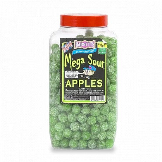 Barnetts Mega Sour Apples Flavoured Sour Balls Hard Candy Gluten Free 100g