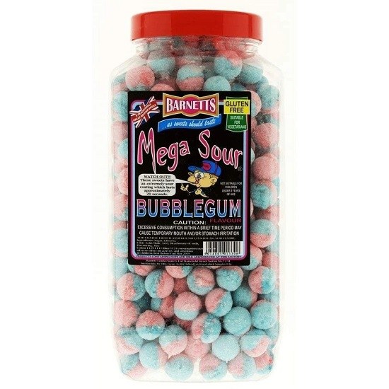 Barnetts Mega Sour Bubblegum Flavoured Sour Balls Hard Candy Gluten Free TikTok Trend 150g