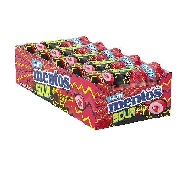 Mentos Pure Fresh Sugar Free Sour Strawberry Bubble Chewing Gum Bottle 30g