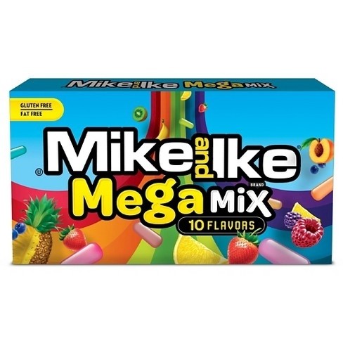 Mike and Ike Mega Mix Chewy Fruit Flavoured Candy Jelly Beans Gluten Free 141g Theatre Box