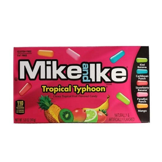 Mike and Ike Tropical Typhoon Chewy Fruit Flavoured Candies Gluten Free 141g Theatre Box