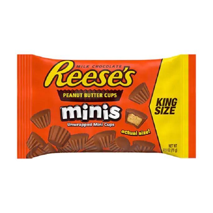 Reese's Reeses Milk Chocolate Minis Unwrapped Peanut Butter Cups King Size 70g Bag