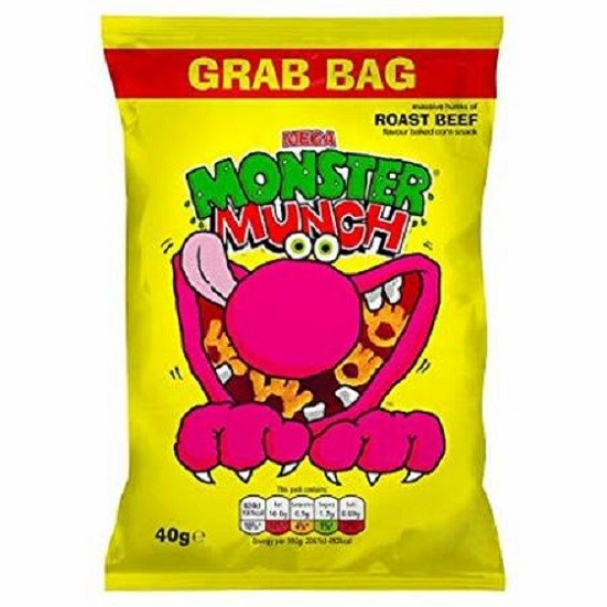 Walkers Monster Munch Roast Beef Flavoured Corn Snack UK Crisps Chips 40g