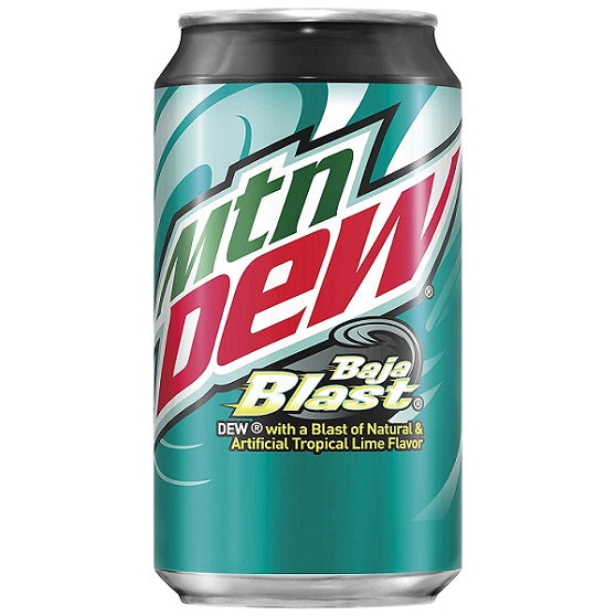 Mountain Dew USA Baja Blast Tropical Lime Flavour Limited Edition Soda Soft Drink Can 355ml