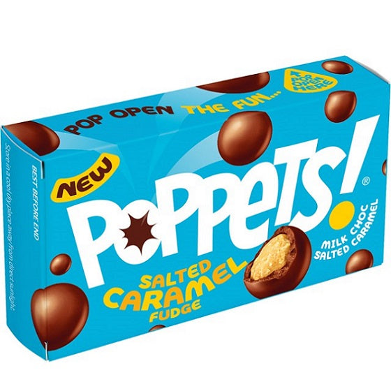 Poppets Salted Caramel Fudge Milk Chocolate Balls Mini Theatre Box 40g