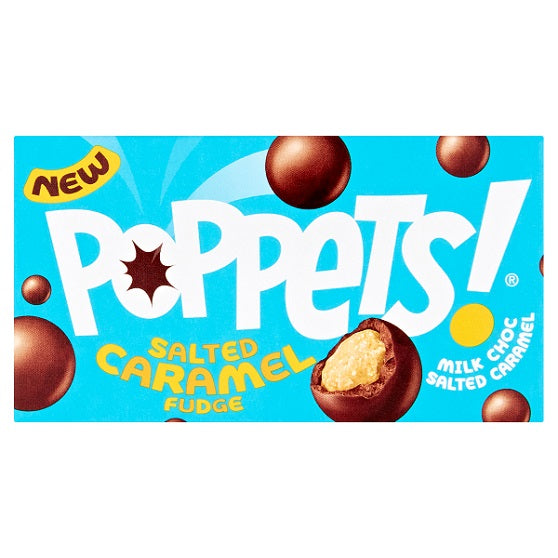 Poppets Salted Caramel Fudge Milk Chocolate Balls Mini Theatre Box 40g